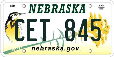 NE license plate CET845