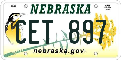 NE license plate CET897