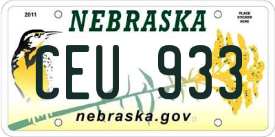 NE license plate CEU933