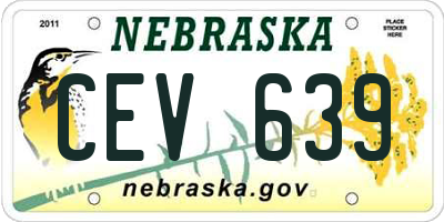 NE license plate CEV639