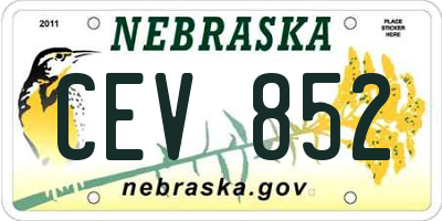 NE license plate CEV852