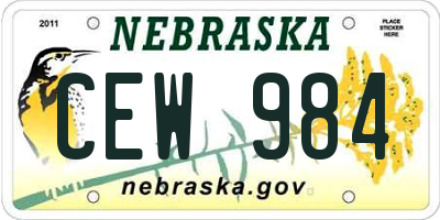 NE license plate CEW984