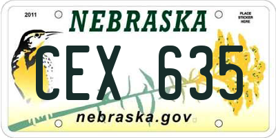 NE license plate CEX635