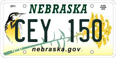 NE license plate CEY150