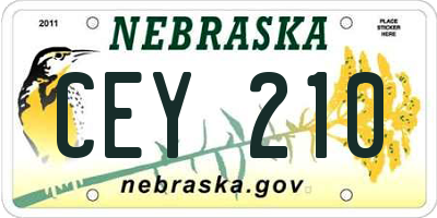 NE license plate CEY210