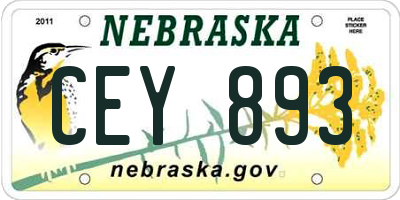NE license plate CEY893