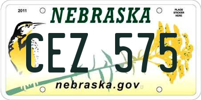 NE license plate CEZ575