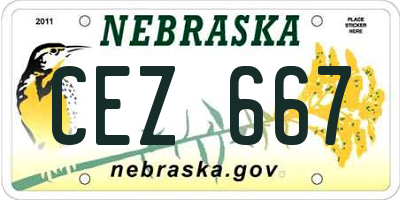 NE license plate CEZ667