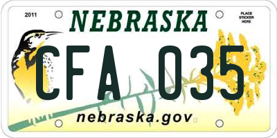 NE license plate CFA035