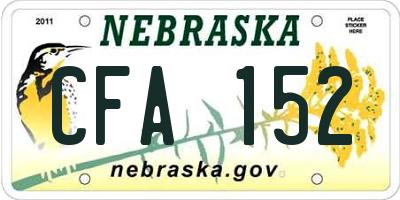 NE license plate CFA152