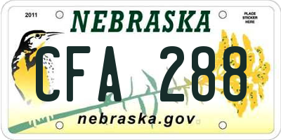 NE license plate CFA288