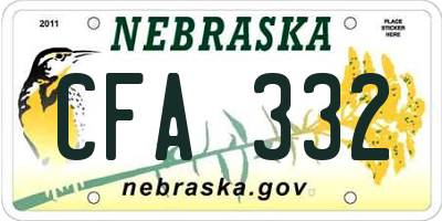 NE license plate CFA332