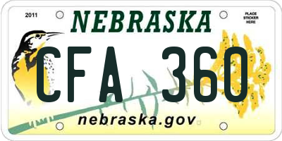 NE license plate CFA360