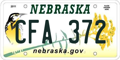 NE license plate CFA372