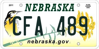 NE license plate CFA489
