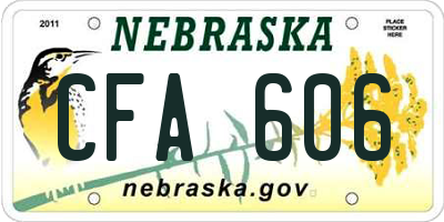 NE license plate CFA606