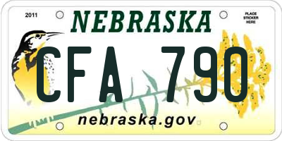 NE license plate CFA790