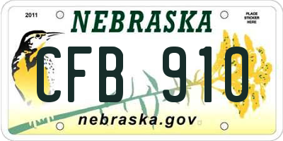 NE license plate CFB910
