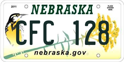 NE license plate CFC128