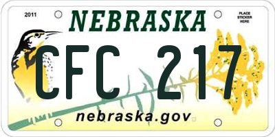 NE license plate CFC217