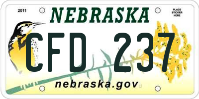 NE license plate CFD237