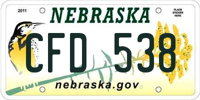 NE license plate CFD538
