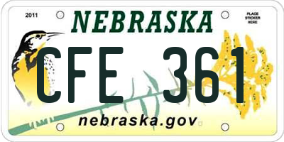 NE license plate CFE361