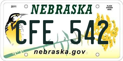 NE license plate CFE542