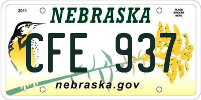NE license plate CFE937