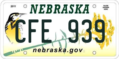 NE license plate CFE939