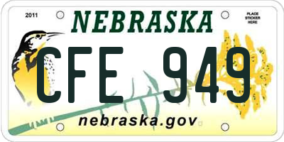 NE license plate CFE949