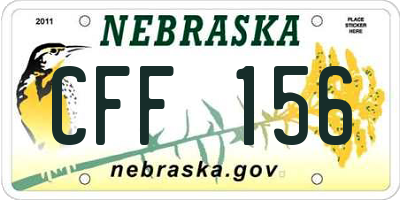 NE license plate CFF156