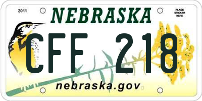 NE license plate CFF218