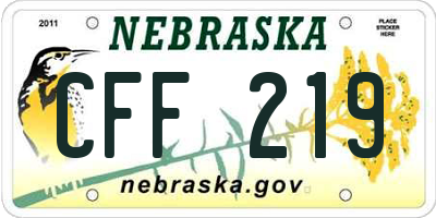 NE license plate CFF219