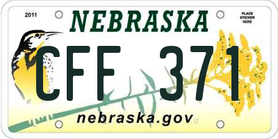 NE license plate CFF371