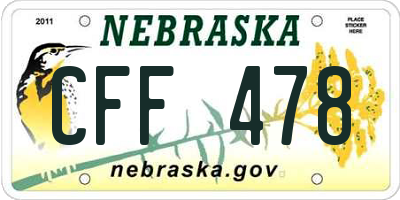 NE license plate CFF478
