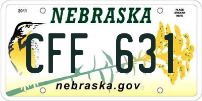 NE license plate CFF631