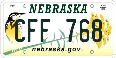 NE license plate CFF768
