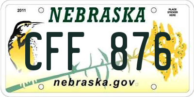 NE license plate CFF876