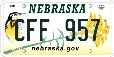 NE license plate CFF957