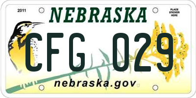 NE license plate CFG029