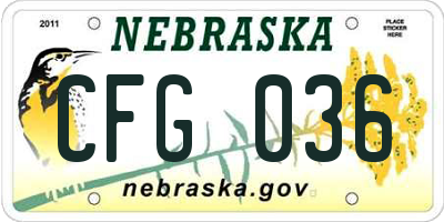 NE license plate CFG036