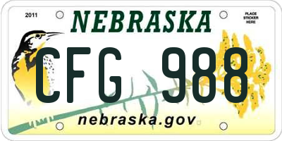 NE license plate CFG988