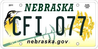 NE license plate CFI077