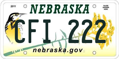 NE license plate CFI222
