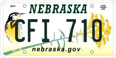 NE license plate CFI710