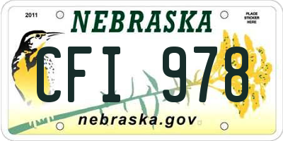 NE license plate CFI978