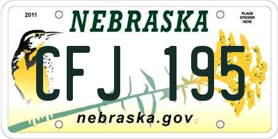 NE license plate CFJ195