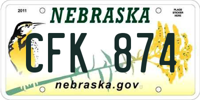 NE license plate CFK874
