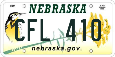 NE license plate CFL410